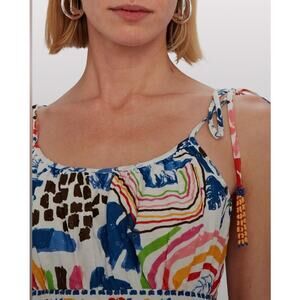 Farm Rio NEW Wild Brazil Mini Dress With Beaded Tassels, Medium